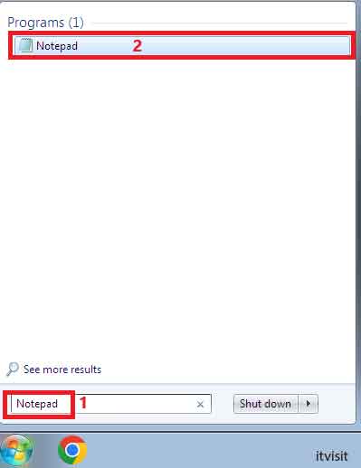 باز کردن Notepad در بخش Search