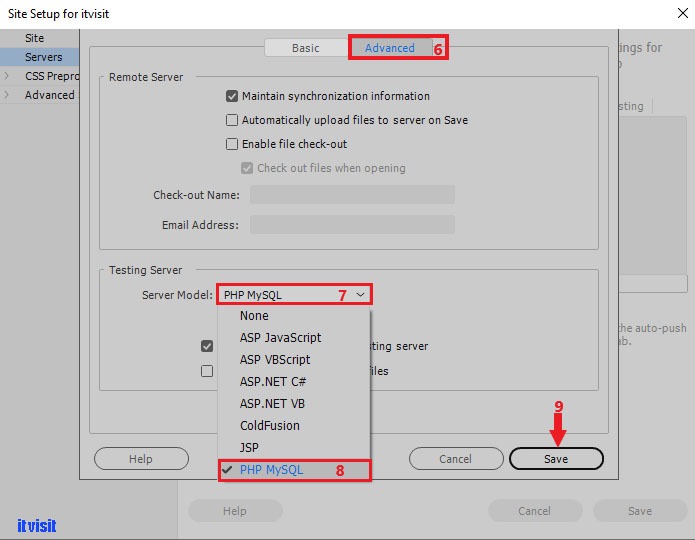 زبانه advanced گزینه server model